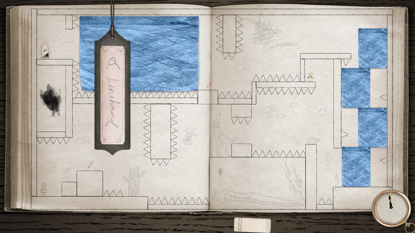 Linebound wide level with alligator and banana characters