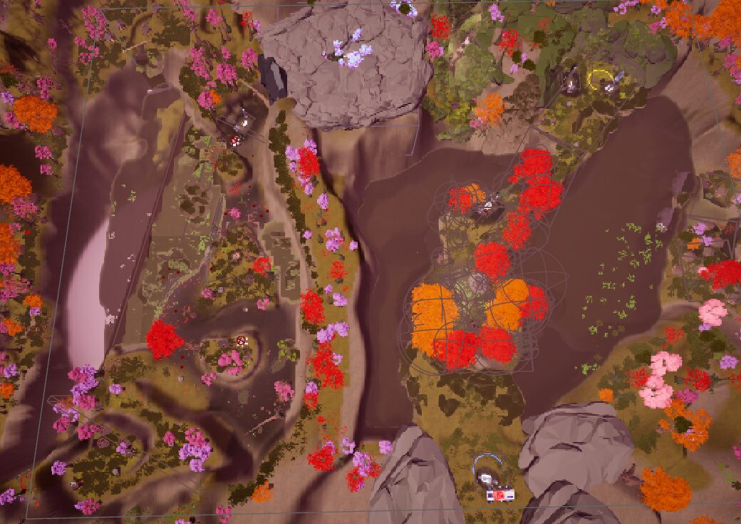 P.R.O.S. Pipori Prime map, top-down colorful foliage layout
